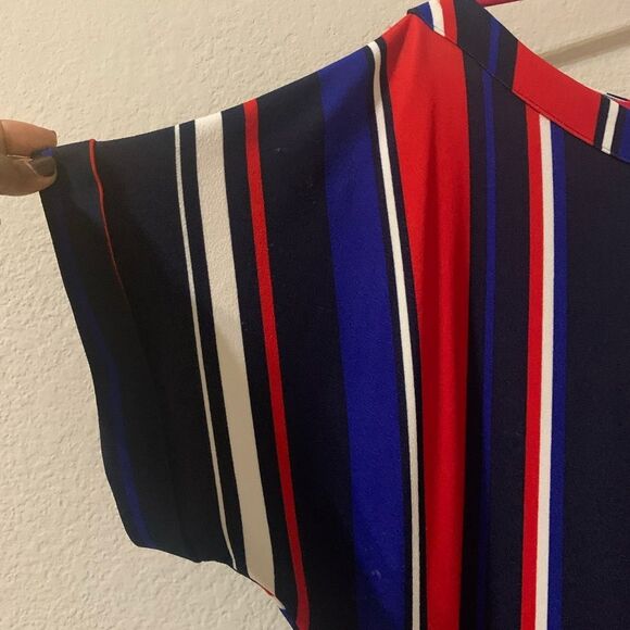 New York & Company Multi-colored High-Low Striped Stretch Duster Top XXL - Picture 8 of 10